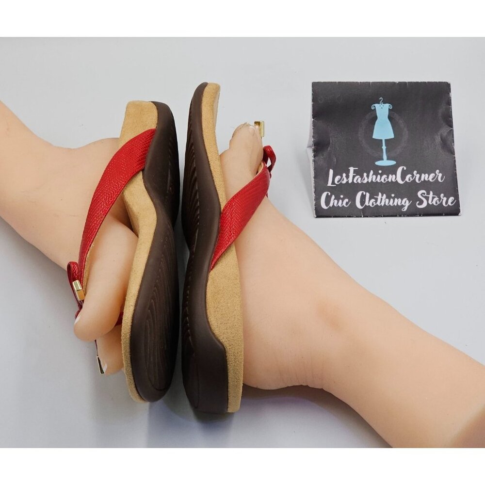 Vionic Women's Red Patent Leather Bella II Lizard Bow Comfort Sandals Sz 10 2647 - Picture 11 of 16